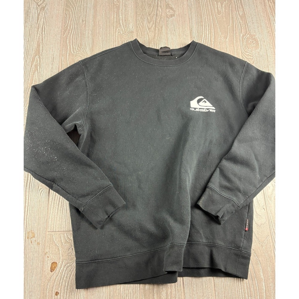 Quiksilver Men's Crew Neck Sweatshirt Black Chest logo